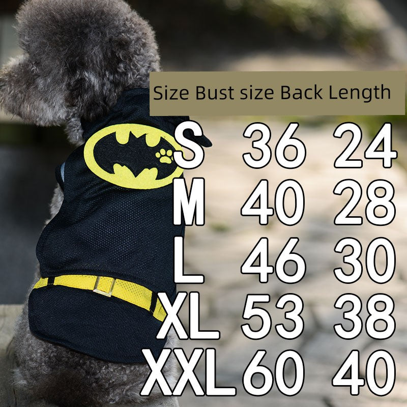 Pet Clothes Thin Summer Clothing Breathable Sun Protection Teddy Vest Dog Mesh Grid Mickey Panda Pet Costume XL-super large Black(Batman)