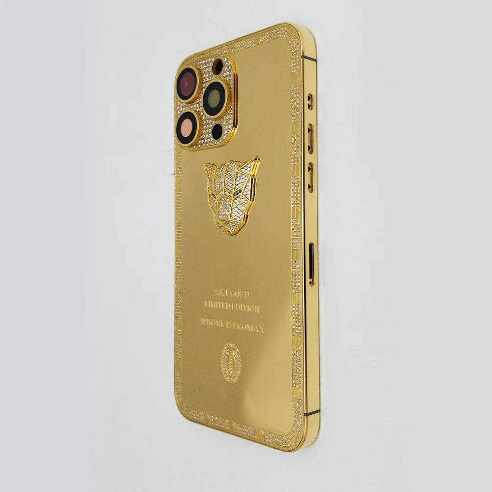 New Real Gold Plated Exquisite Deep Carving Electroplating Mobile Phone Cover Case Frame With Zircon For iphone