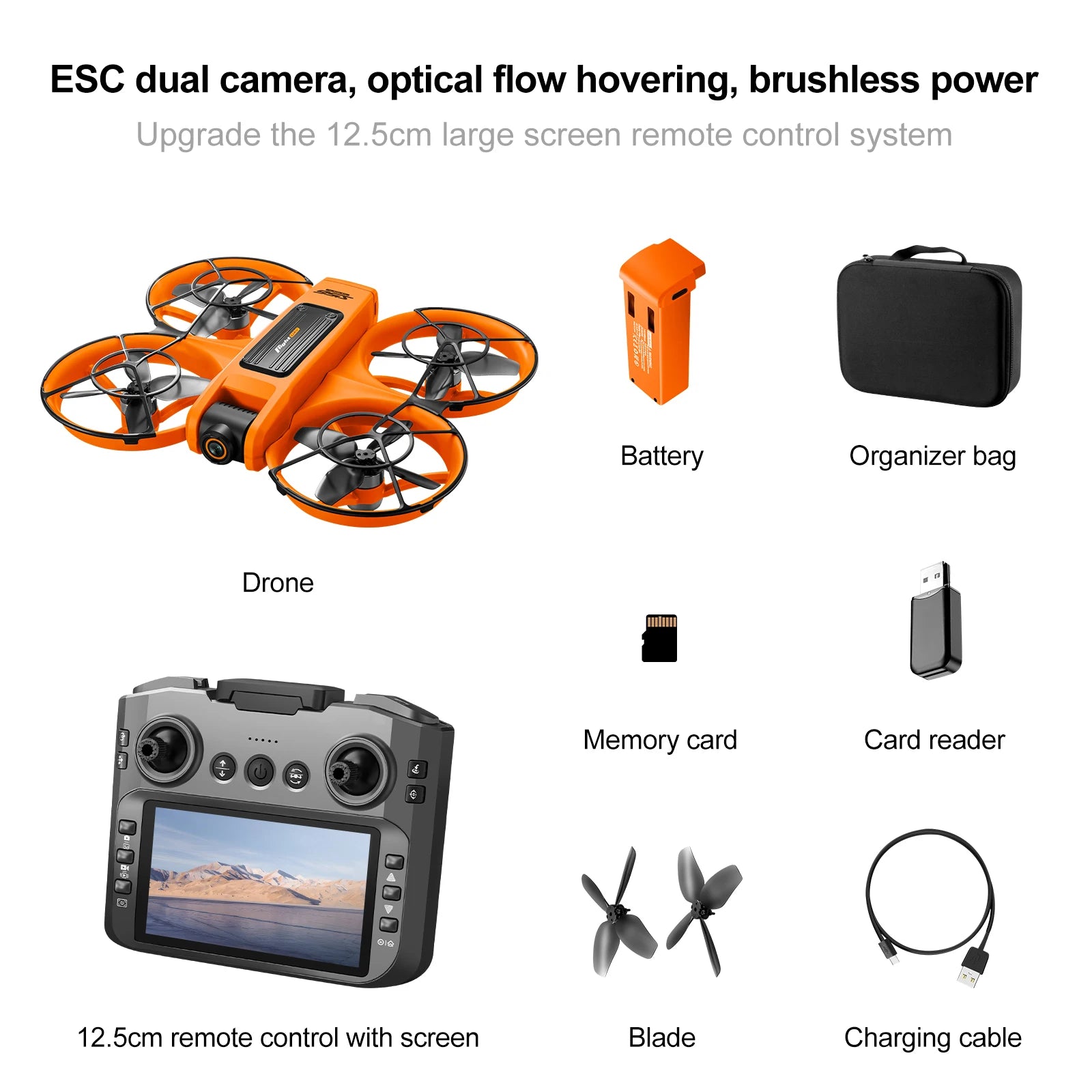 Drone with Camera 4K HD Video Stable Hover 180° Adjustable Lens 3D Flip RC Drones FPV Brushless Optical Flow Quadcopter UAV S156-4k-orange