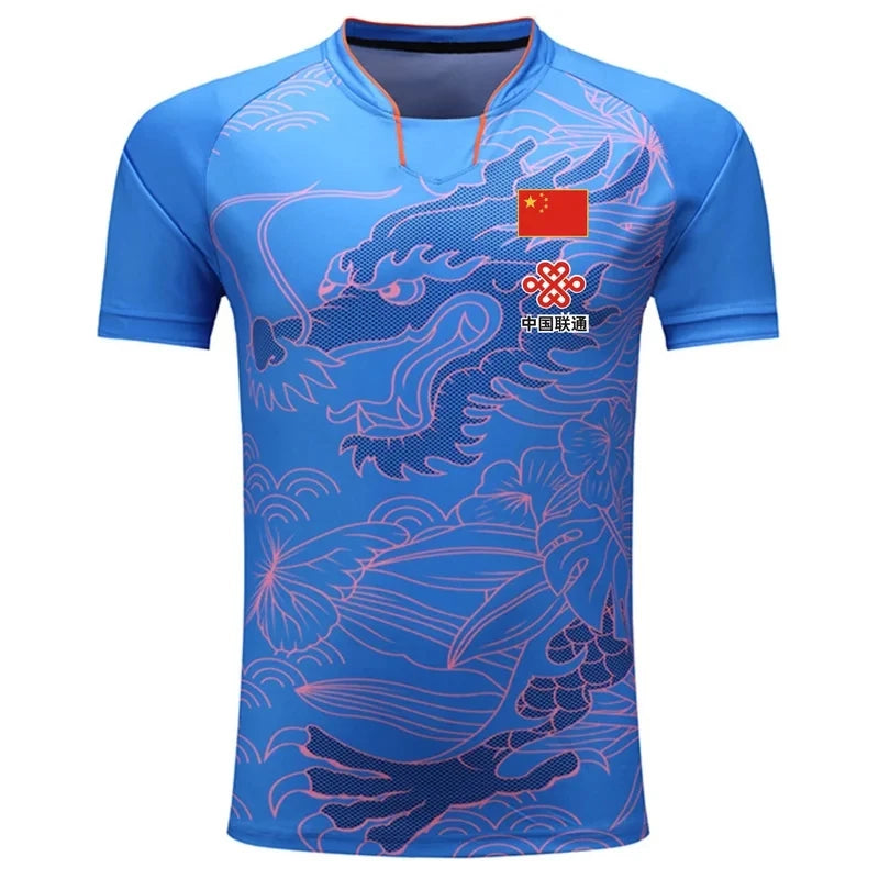 NEW Sports CHINA Dragon Table Tennis Jerseys Shorts Men Women Child Kids Ping Pong Jersey Table Tennis Shirt Sets Sport Shirts Flag Blue 1 Shirt