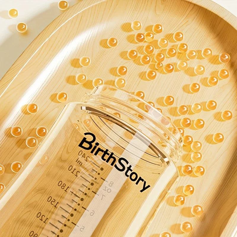 baby bottle, made of food grade PP material, safe and durable for newborns, with anti slip cartoon handle and large mouth