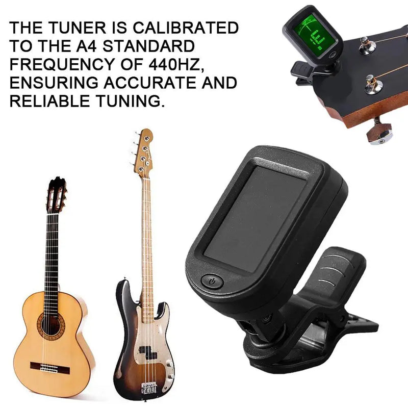 Electronic Clip-on Digital Guitar Tuner Lcd Screen For Violin Bass Ukulele Chromatic Tuning Modes Instruments Accessories M4r7