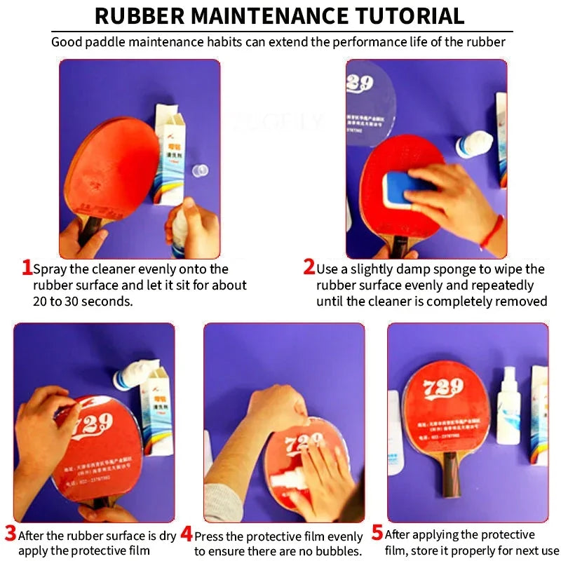 60ml Table Tennis Rubber Cleaner Spray Table Tennis Racket Cleaner Set Tackifier Super Strong Removal Maintenance Fluid…