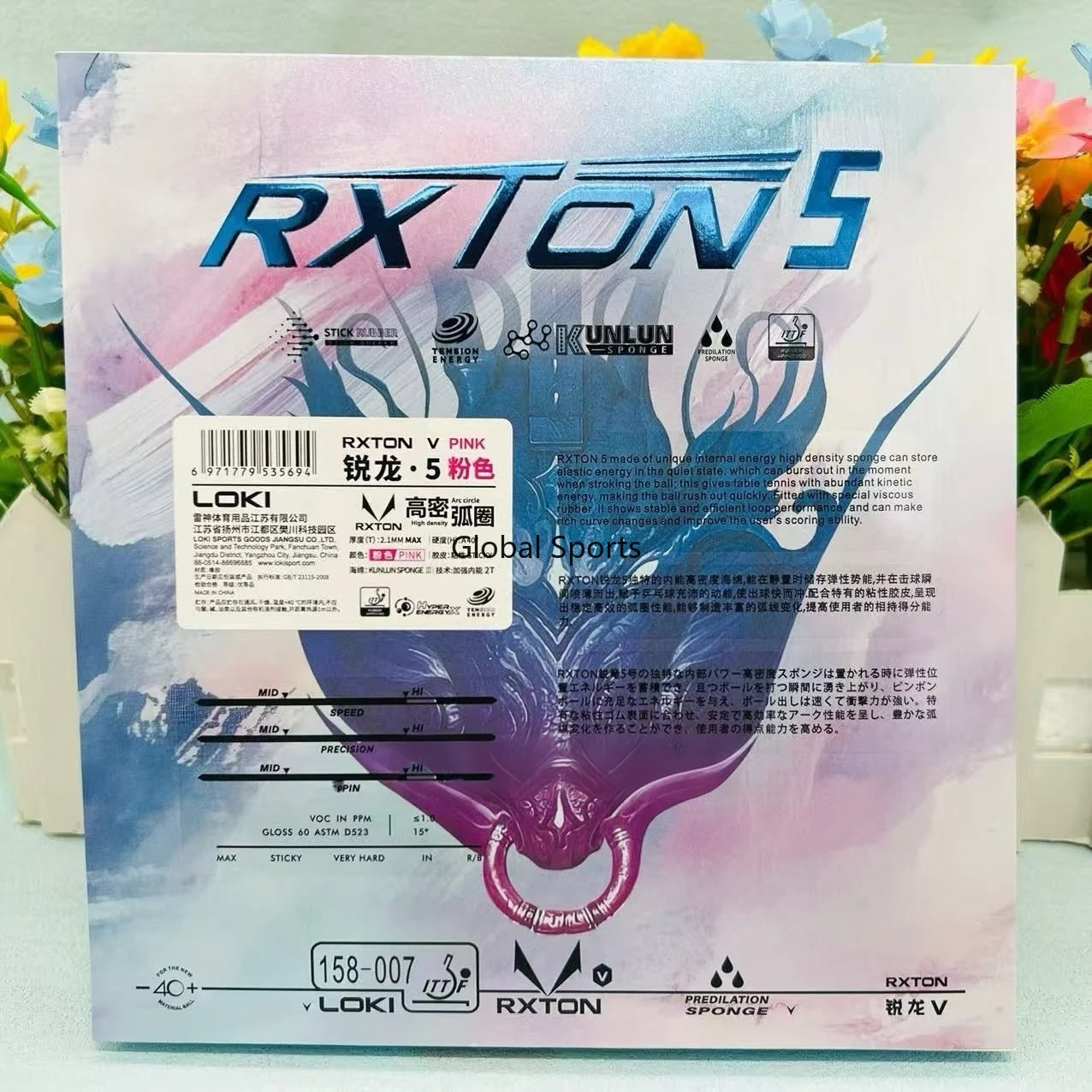 LOKI RXTON 5 Color Series Table Tennis Rubber for Racket Sticky Pimples-in ITTF Approved Pink/Blue/Purple Ping Pong Rubber…