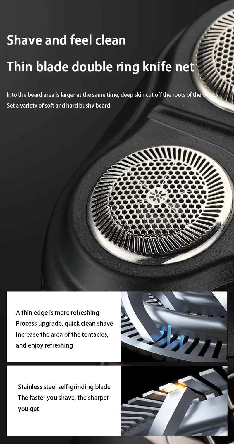 Electric Shavers for Men Waterproof Electric Trimmer Razor Wet &amp Dry Use Rechargeable Battery Rotary Shavers