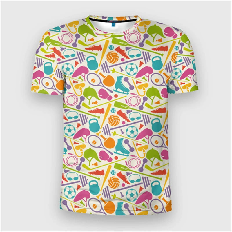 Table Tennis Full 3D Print T-shirt Men Cartoon Graphic Leisure Short Sleeve T Shirts Funny Children Size Ping Pong Sport…
