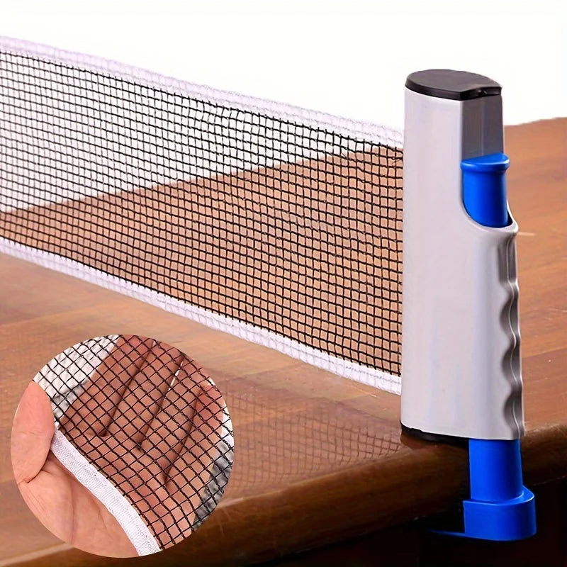 1pc Table Tennis Net Rack, Thickened Portable Curved Edge Telescopic Ping Pong Net for Indoor and Outdoor Games - Blue Gray