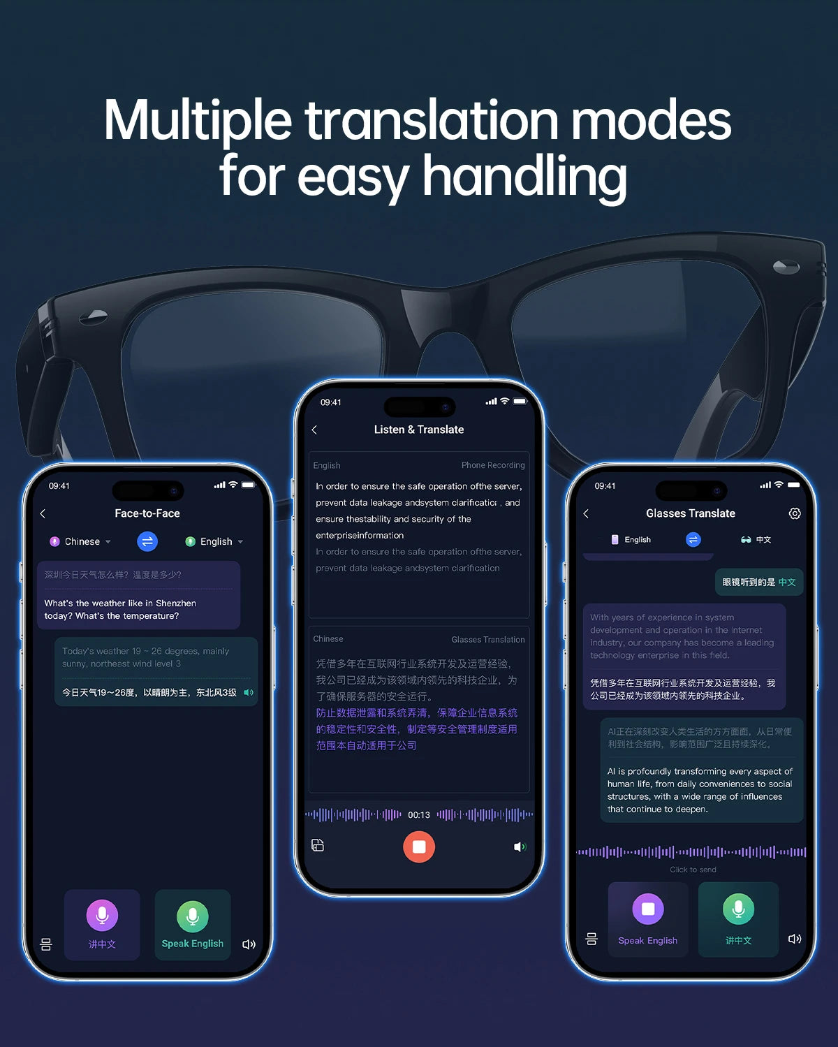 LIGE AI Smart Glasses Men 2025 New Color-Changing Translation Glasses Temperature Monitoring Waterproof Call Smart Sunglasses