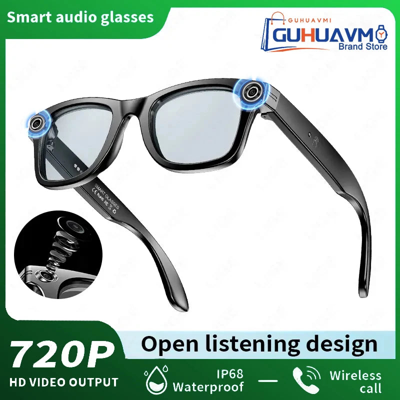 2025 Smart Glasses Men 8MP Camera WiFi Bluetooth Touch Control IP65 Waterproof AI Translation Noise Cancelling AI Glasses Women Play blue light
