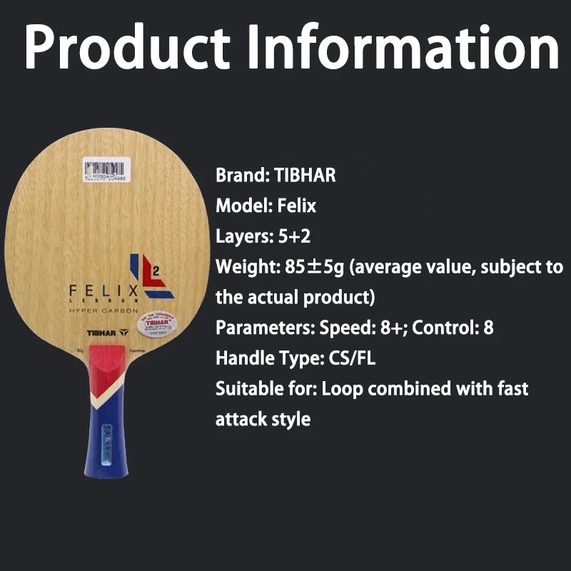 TIBHAR Alexis Lebrun FL Table Tennis Racket with Hyper Carbon Fiber Félix Lebrun Ping Pong Paddle CS 7Ply Offensive Fast…