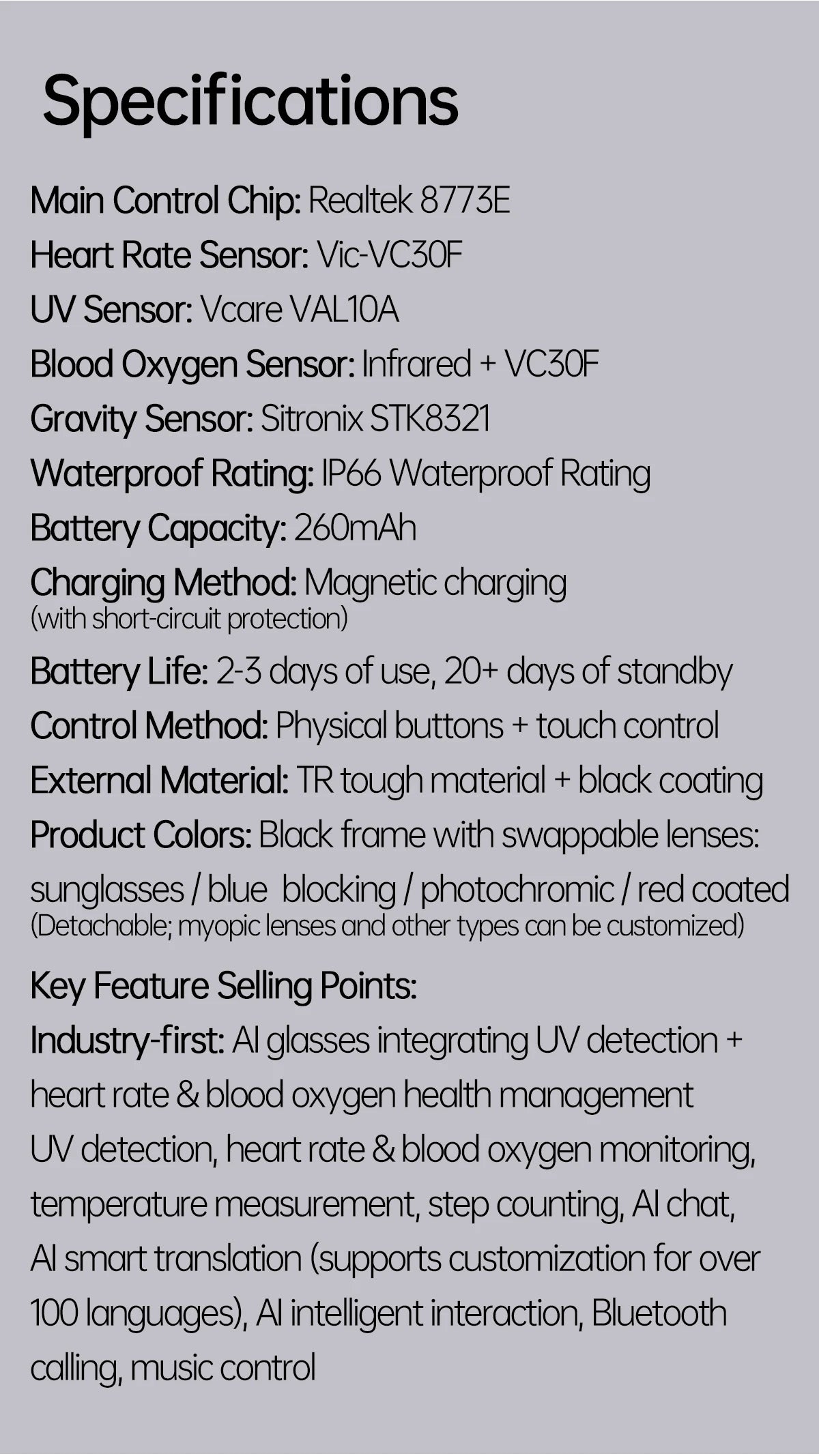 LIGE AI Smart Glasses Men 2025 New Color-Changing Translation Glasses Temperature Monitoring Waterproof Call Smart Sunglasses