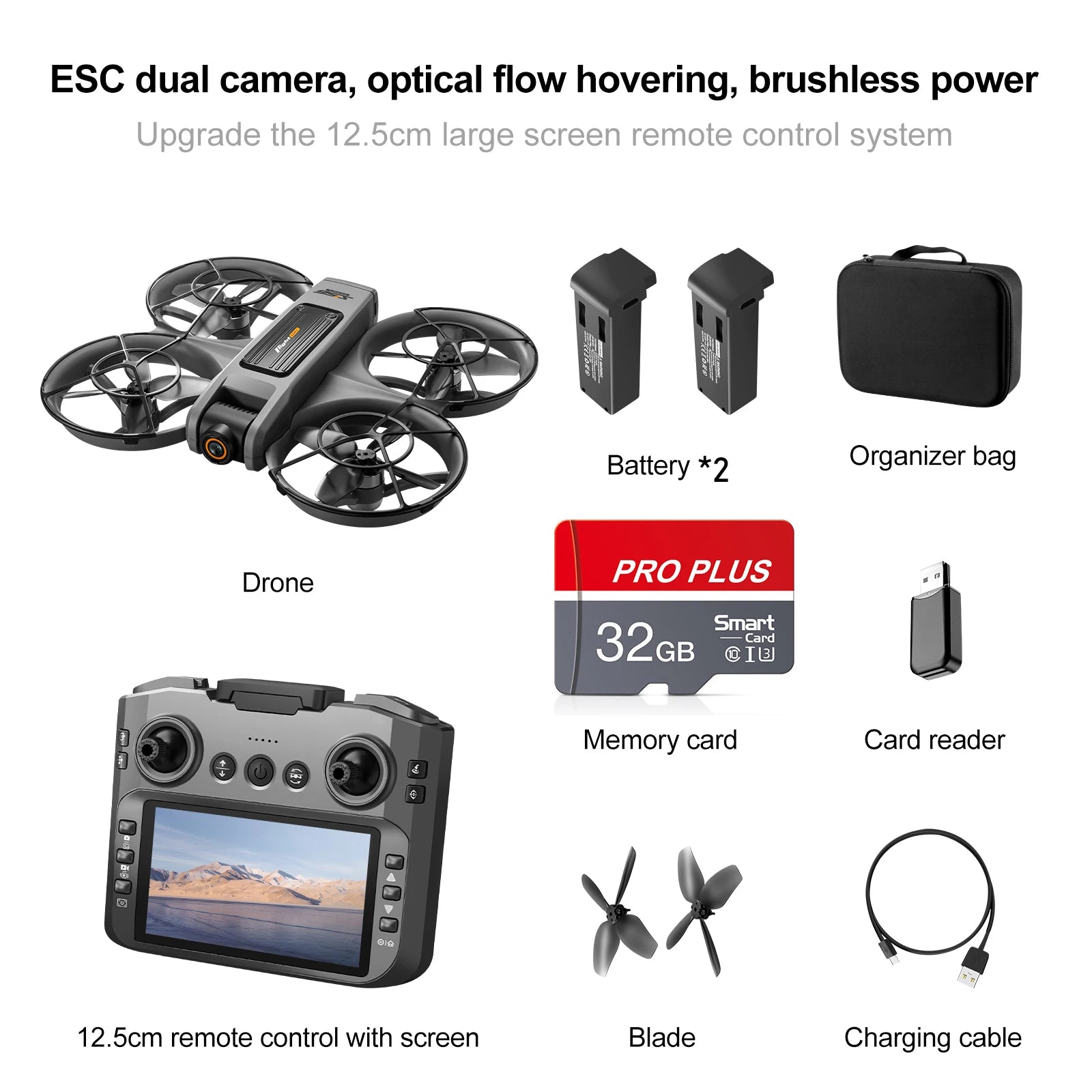 Drone with Camera 4K HD Video Stable Hover 180° Adjustable Lens 3D Flip RC Drones FPV Brushless Optical Flow Quadcopter UAV S156-black-2B-32GB