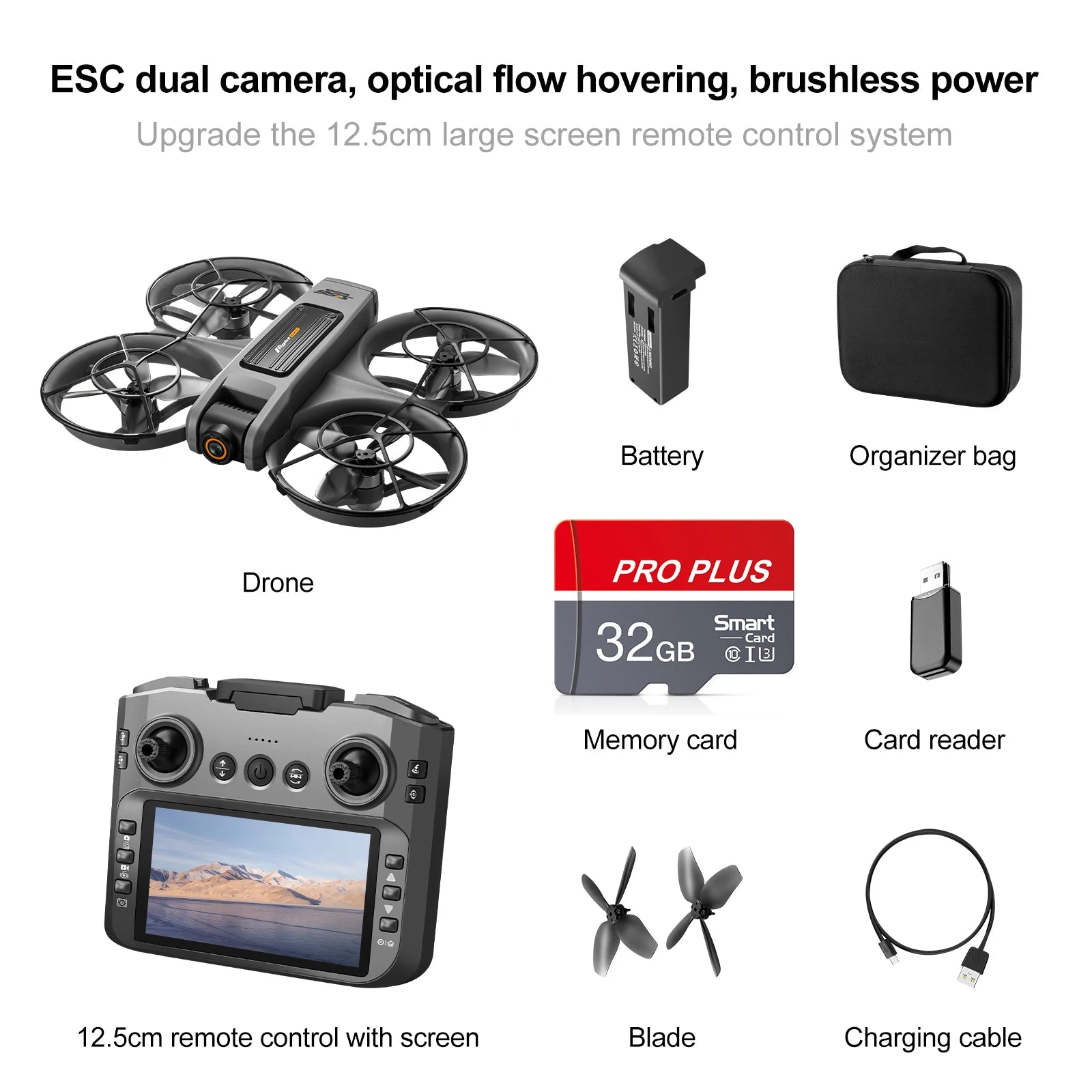 Drone with Camera 4K HD Video Stable Hover 180° Adjustable Lens 3D Flip RC Drones FPV Brushless Optical Flow Quadcopter UAV S156-4k-black-32GB