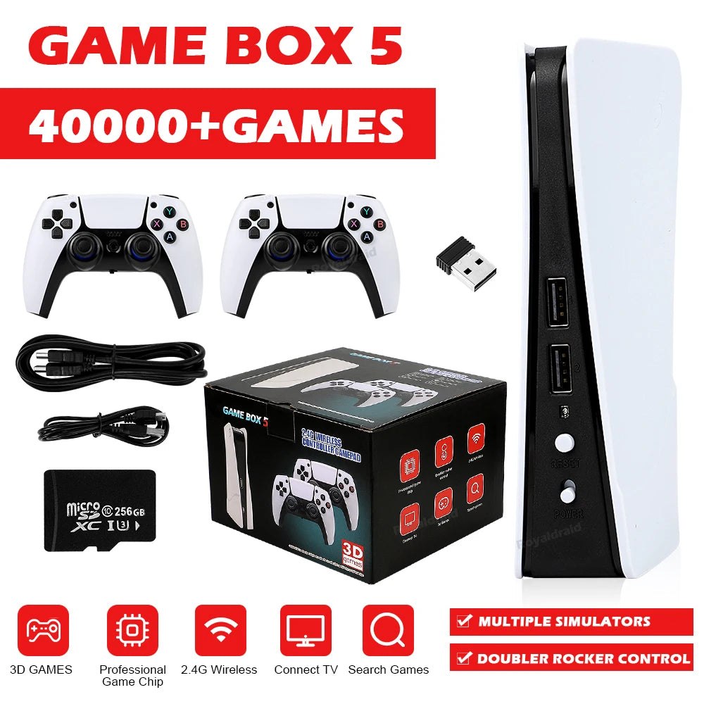 NEW GB5 Video Game Console 64GB/128GB 40000 Free Games HD TV Game Box 5 Two Gamepads For PS1/PPSPP/MAME Arcade Gaming Stick - GreatEagleInc