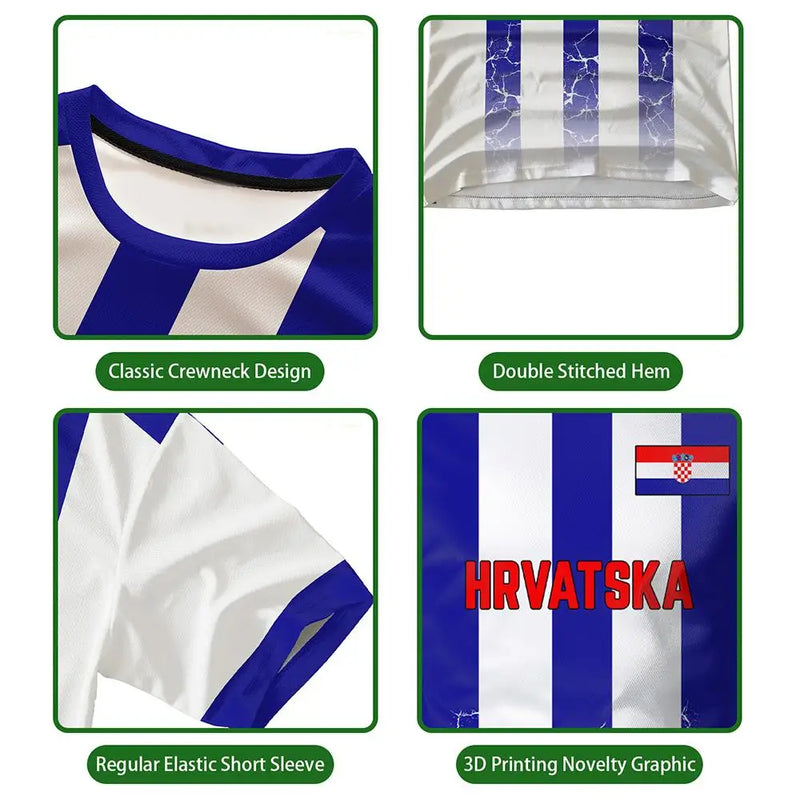 2026 New Croatia National Flag Print Jersey T-Shirt Men's Sports Training Quick Dry Breathable Football Tee Unisex Casual…