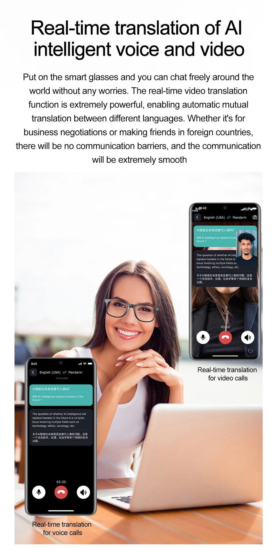 high-tech AI smart glasses can be equipped with various lenses such as sunglasses, blue light, myopia, Men women smart glasses