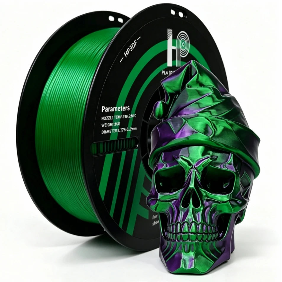 3D Printer Filament, HP3DF brand Dual-color (Purple+Green) PLA , 1.75mm Accuracy +/- 0.02mm, 1KG (2.2 lbs), Fit Most FDM…