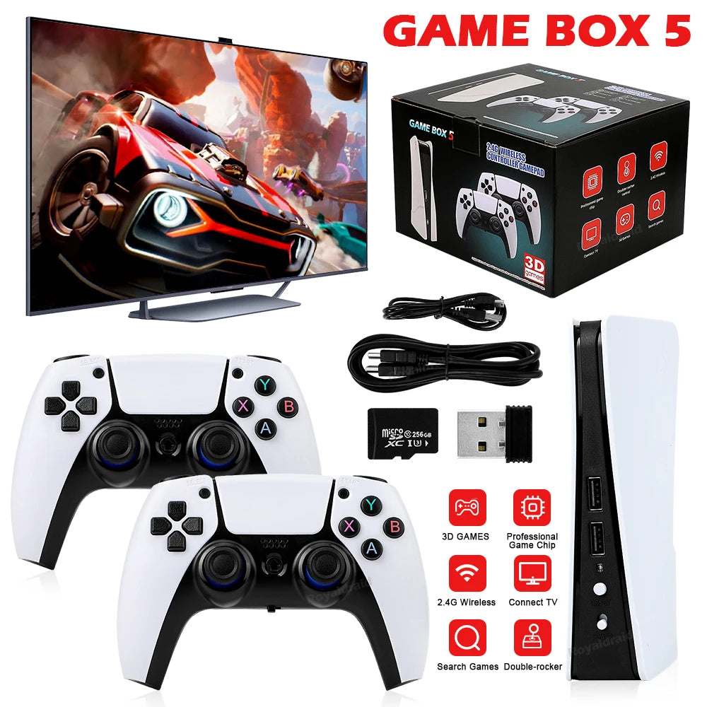 NEW GB5 Video Game Console 64GB/128GB 40000 Free Games HD TV Game Box 5 Two Gamepads For PS1/PPSPP/MAME Arcade Gaming Stick - GreatEagleInc