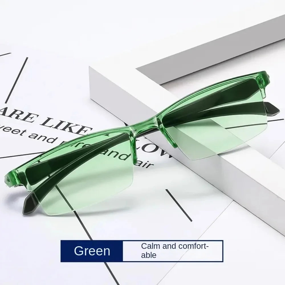Smart Automatic Zoom Eyeglasses Anti-Blue Light Reading Glasses Men Women Optical Spectacle Computer Eyeglass Green