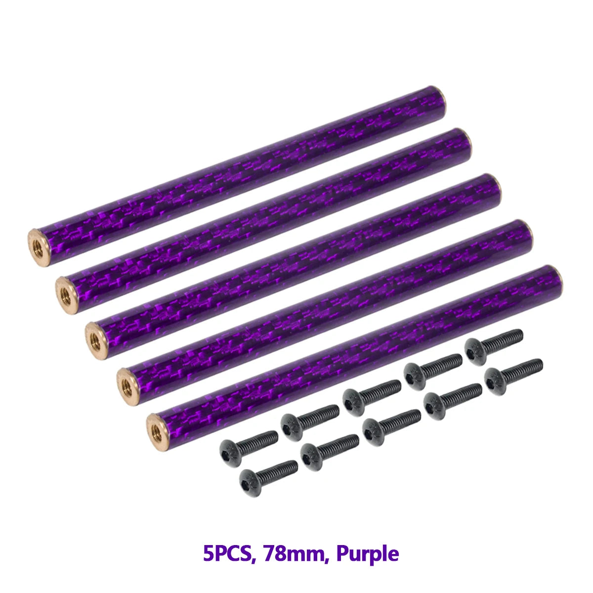 5PCS Coloured Carbon Fibre Braces 67mm 70mm 75mm 78mm for 1/10 RC Crawler Comp Builds SCX10 PRO Gspeed V4 UGRC LCG Chassis DIY Purple 78mm