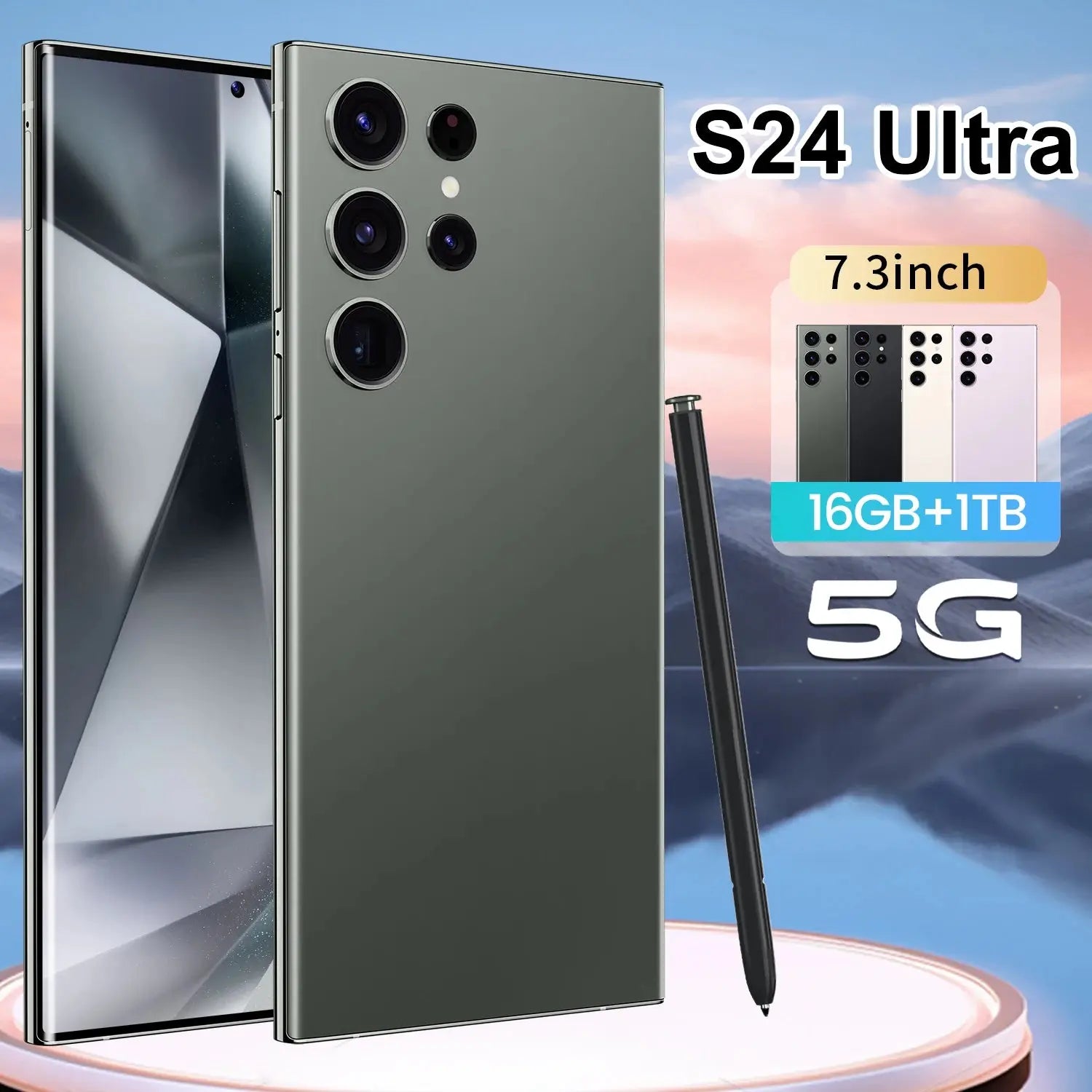 S24 Ultra 7.3 Inch High Definition Large Screen Android 13 All in One Video Game Wireless Network Low Cost 5g Mobile Phone GreatEagleInc