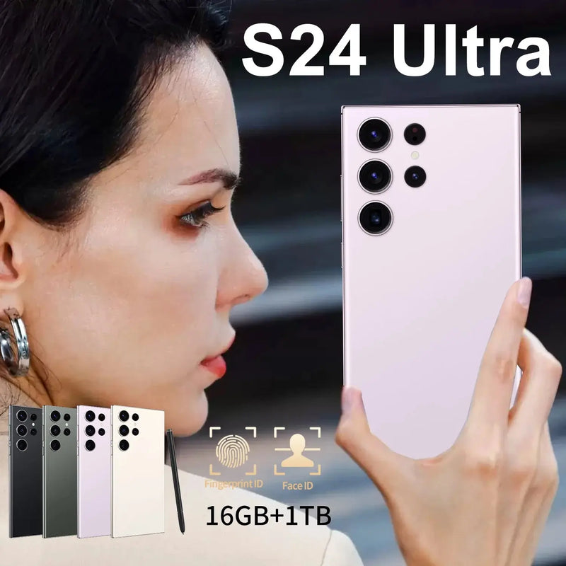 S24 Ultra 7.3 Inch High Definition Large Screen Android 13 All in One Video Game Wireless Network Low Cost 5g Mobile Phone GreatEagleInc