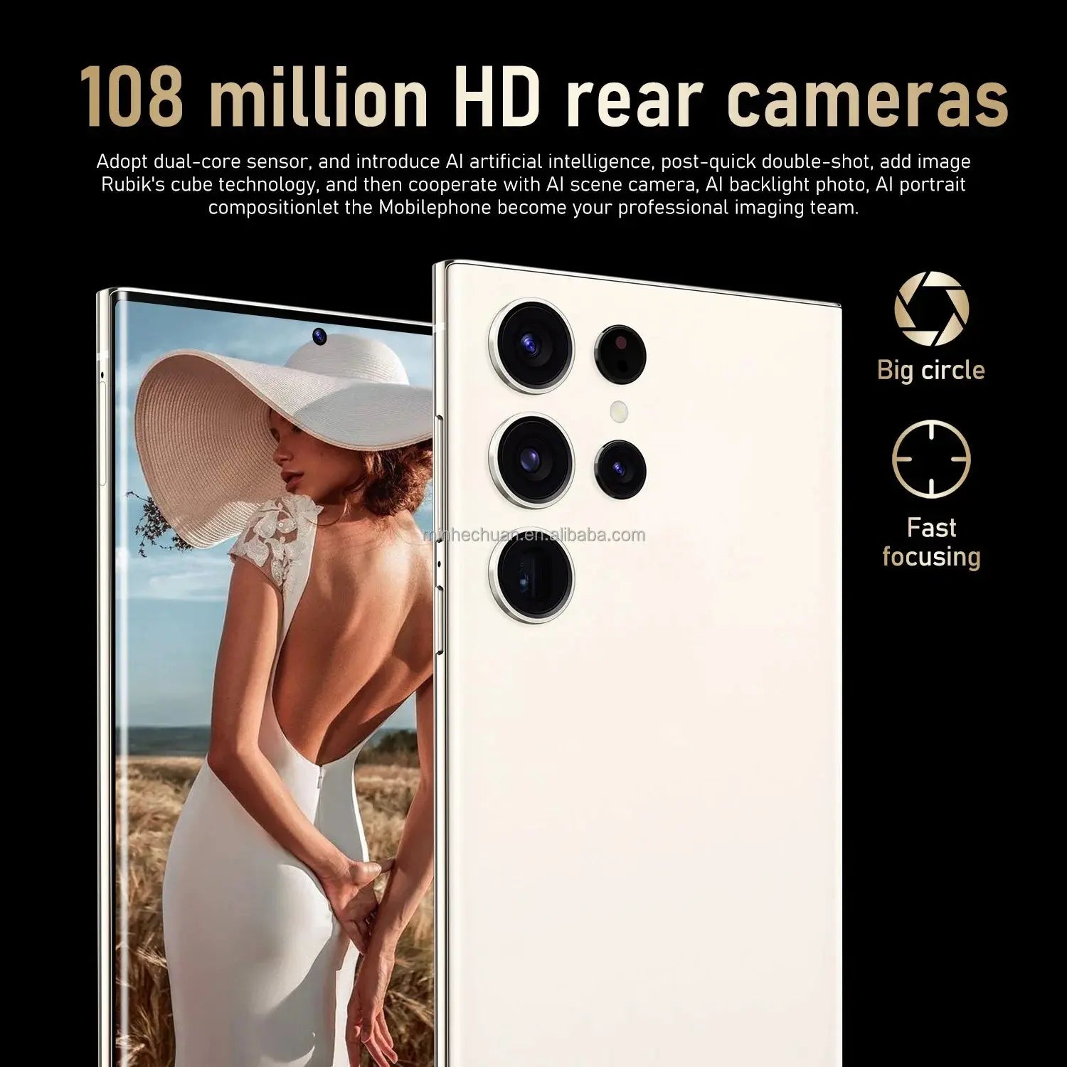 S24 Ultra 7.3 Inch High Definition Large Screen Android 13 All in One Video Game Wireless Network Low Cost 5g Mobile Phone GreatEagleInc