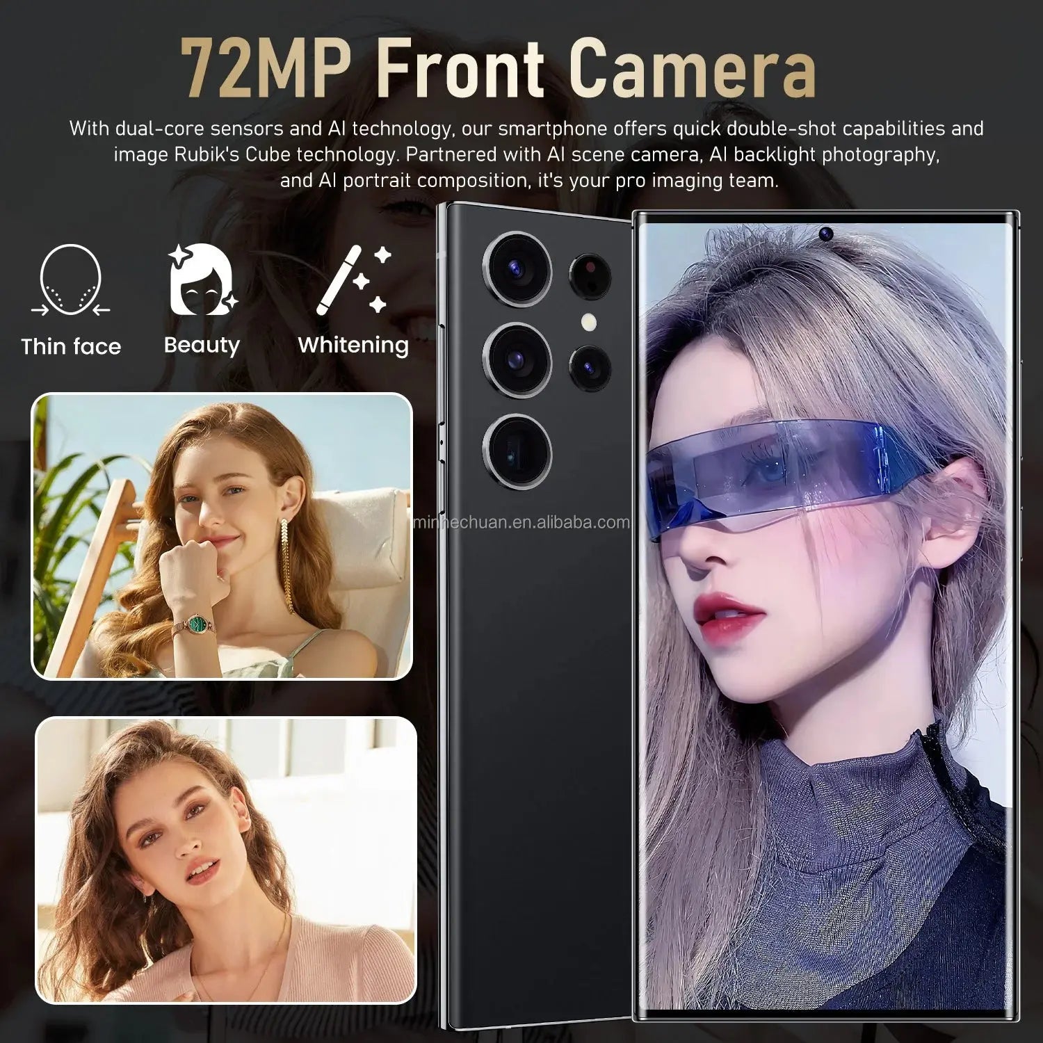 S24 Ultra 7.3 Inch High Definition Large Screen Android 13 All in One Video Game Wireless Network Low Cost 5g Mobile Phone GreatEagleInc