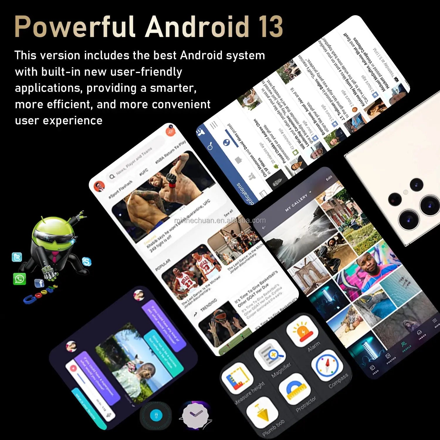 S24 Ultra 7.3 Inch High Definition Large Screen Android 13 All in One Video Game Wireless Network Low Cost 5g Mobile Phone GreatEagleInc