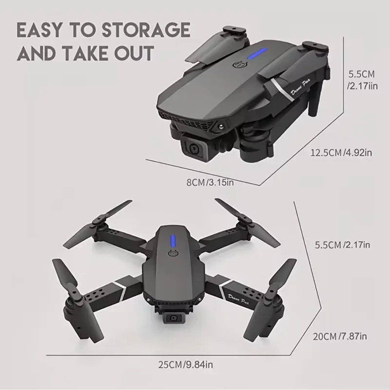 E88 NEW Professional Wide Angle RC Dron HD 4K Camera Mode Foldable Helicopter Aircraft Quadcopter Drone Kid Gift Toys - GreatEagleInc