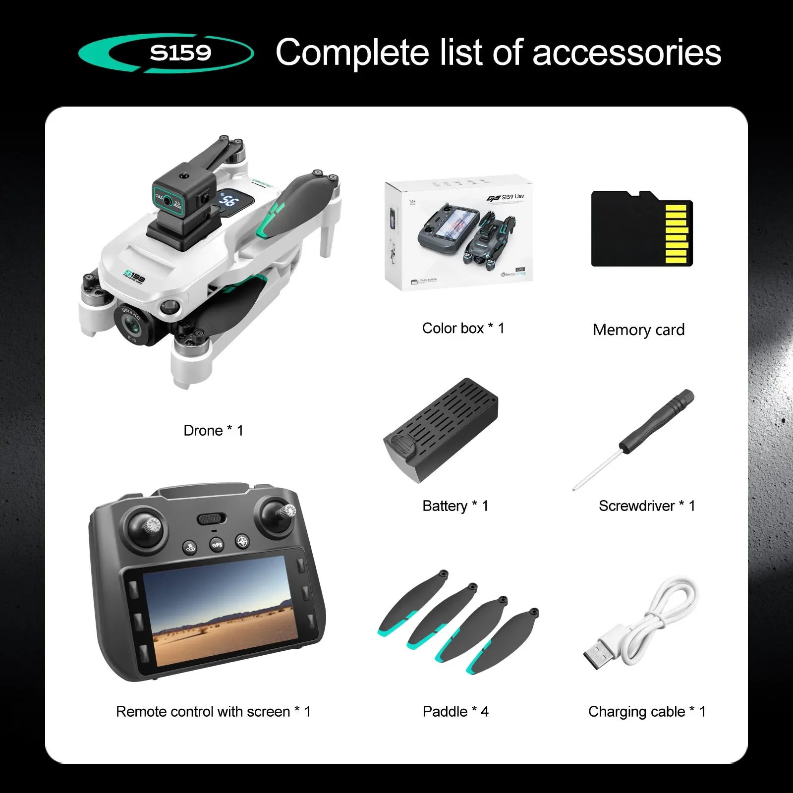 Professional S159 GPS Drone With Screen Control 5G 8K HD ESC Dual Camera Brushless Optical Flow UAV FPV Quadcopter RC Toys - GreatEagleInc