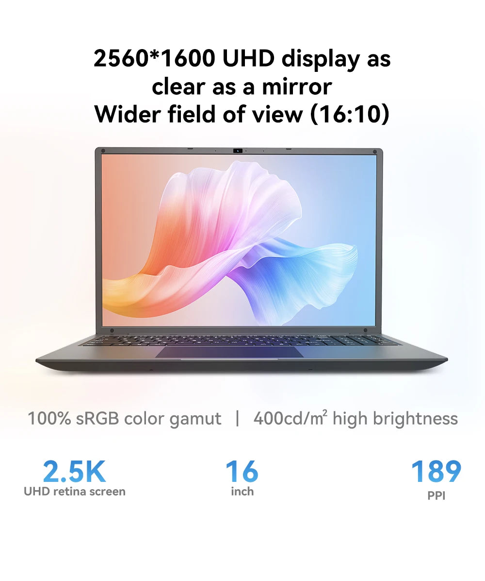 16 Inch Laptop Intel Core I5-1240P CPU 2.5K IPS Display Windows 11 Notebook Portable Business Laptop 16GB RAM 512GB/ 1TB…