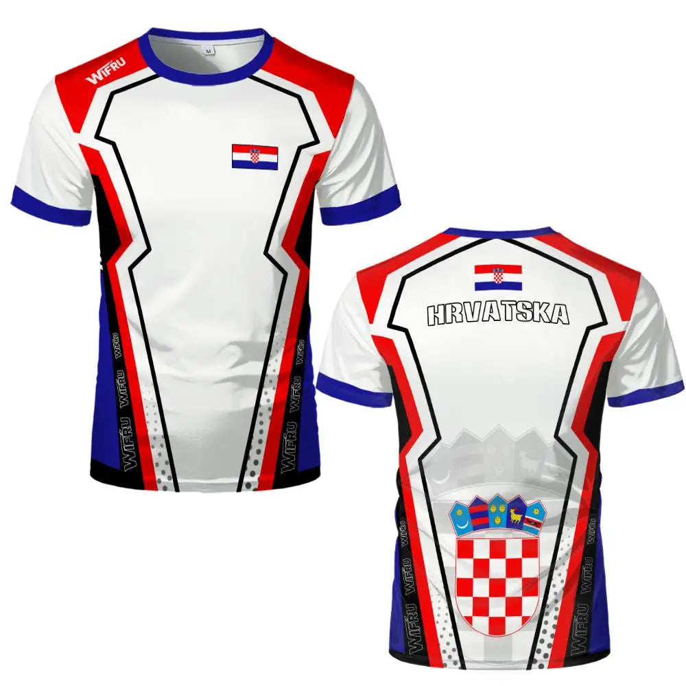 2026 New Croatia National Flag Print Jersey T-Shirt Men's Sports Training Quick Dry Breathable Football Tee Unisex Casual…