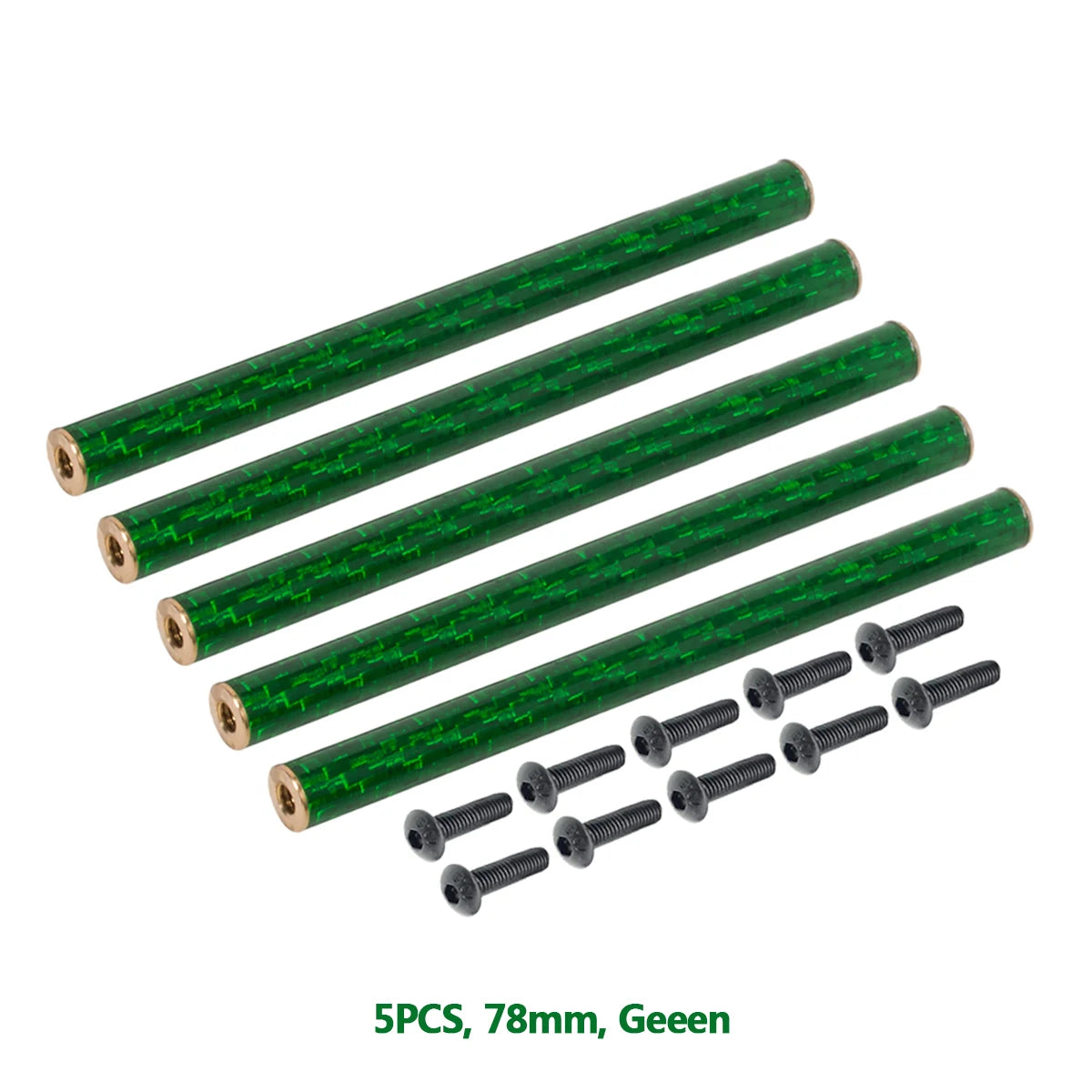 5PCS Coloured Carbon Fibre Braces 67mm 70mm 75mm 78mm for 1/10 RC Crawler Comp Builds SCX10 PRO Gspeed V4 UGRC LCG Chassis DIY Green 78mm