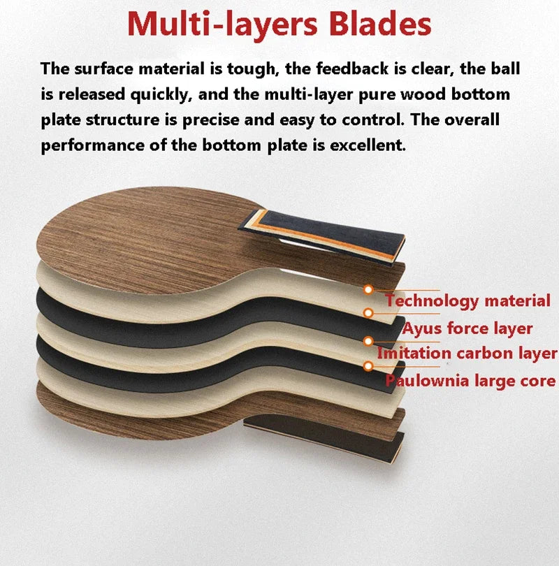 BOER 5-Ply Engineer Table Tennis Blade - FL & CS Handle Ping Pong Racket Bottom Plate - 05-FL