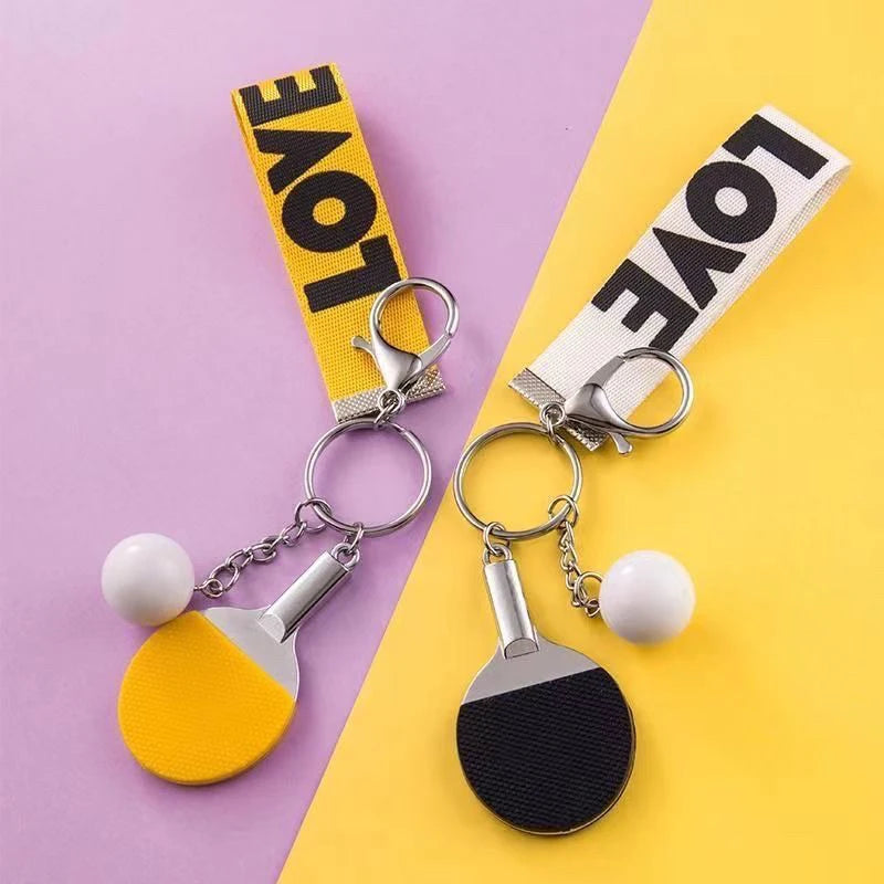2/3PC 7 Colors Table Tennis Racket Keychain Pendant Mini Simulation Metal Material Ping Pong Fan Souvenir Sports Activity…