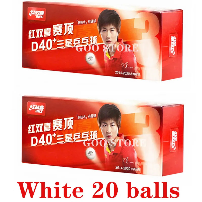 DHS 3 Star D40+ Table Tennis Ball 3-STAR New Material ABS Seamed Poly Plastic Original DHS Ball 3 Star Ping Pong Balls White 20 balls