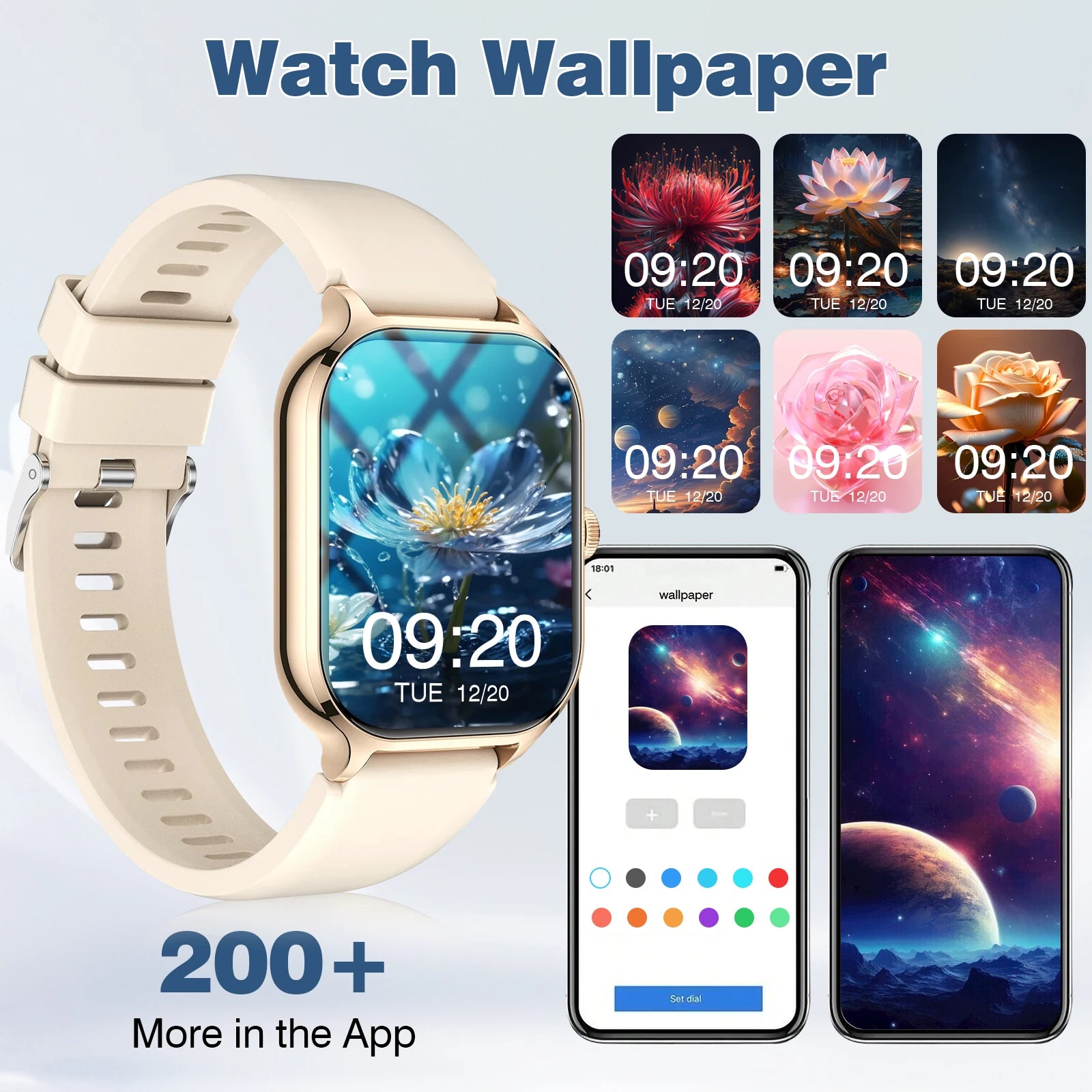 Smart watch, wireless calling, customizable dial, remote photography, multiple sports modes, suitable for iPhone/Android