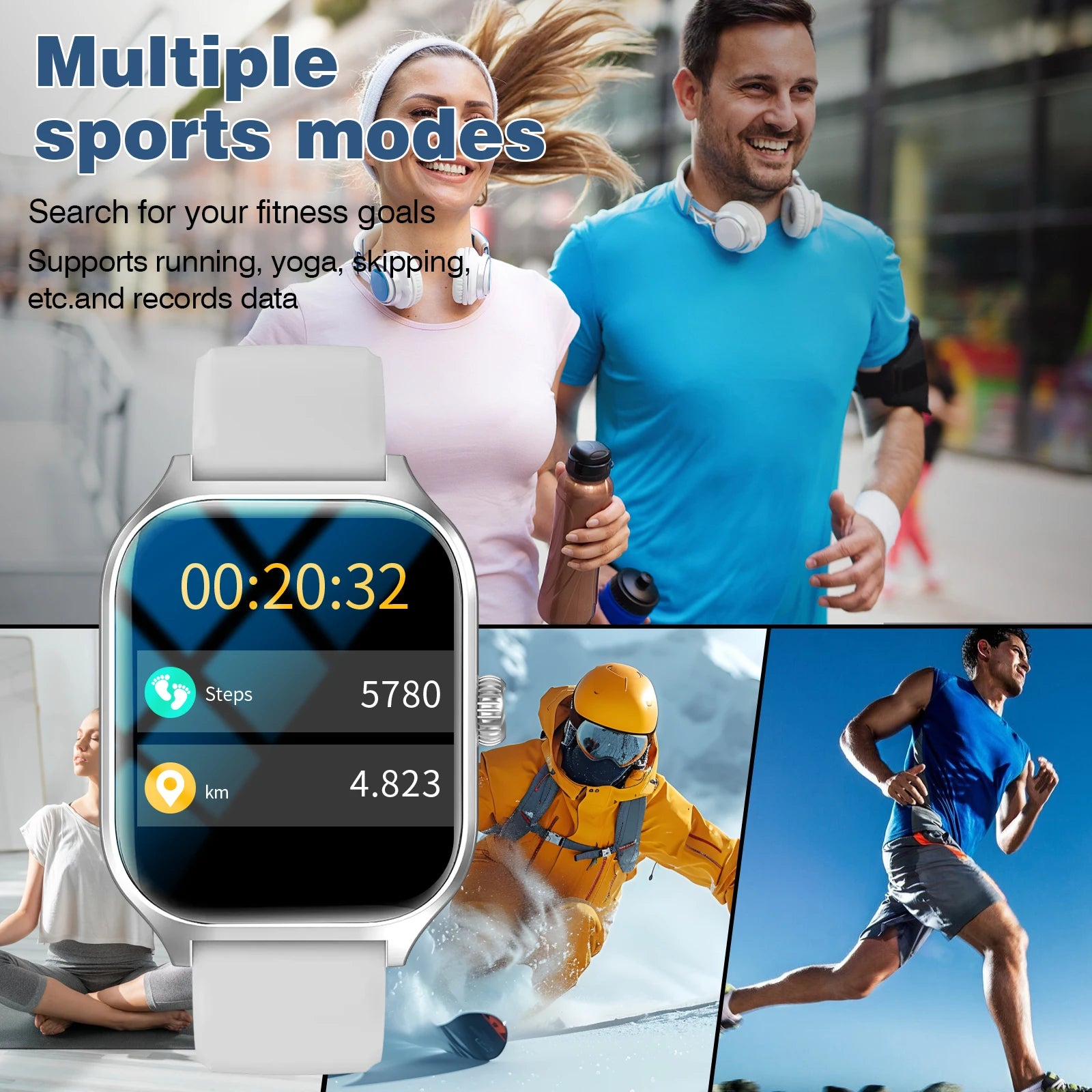 Smart watch, wireless calling, customizable dial, remote photography, multiple sports modes, suitable for iPhone/Android