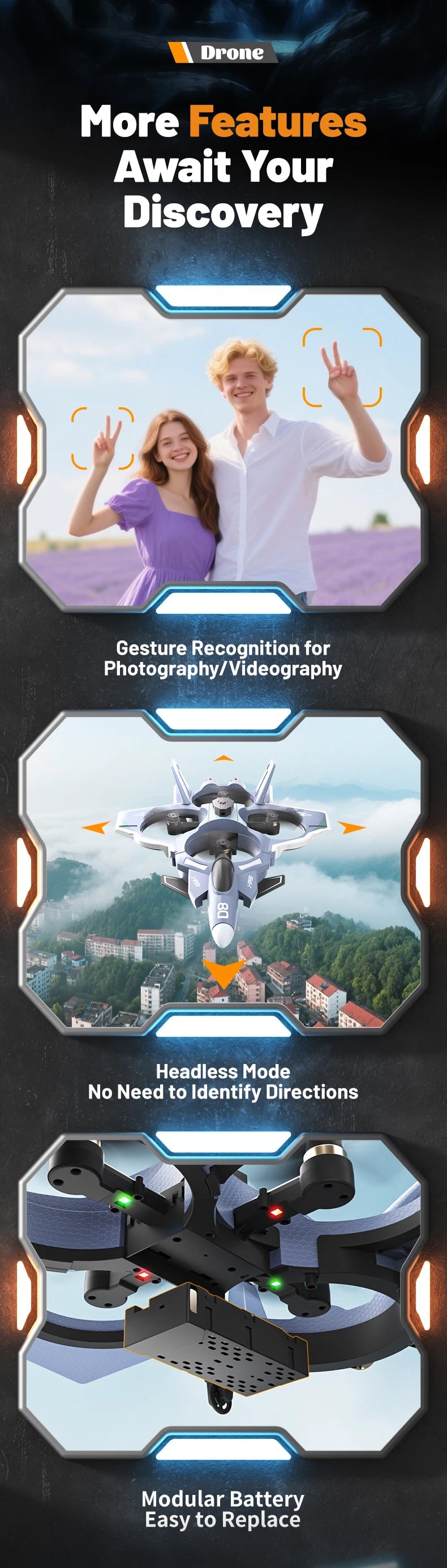 RC Plane with Camera Stunt Performance Drone With 8K Camera Fixed Wing Fighter 4CH 5G WIFI Aerial Photography Foam Toys Aircraft