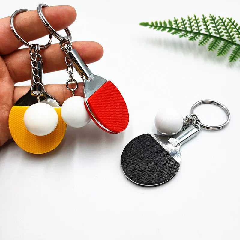2/3PC 7 Colors Table Tennis Racket Keychain Pendant Mini Simulation Metal Material Ping Pong Fan Souvenir Sports Activity…