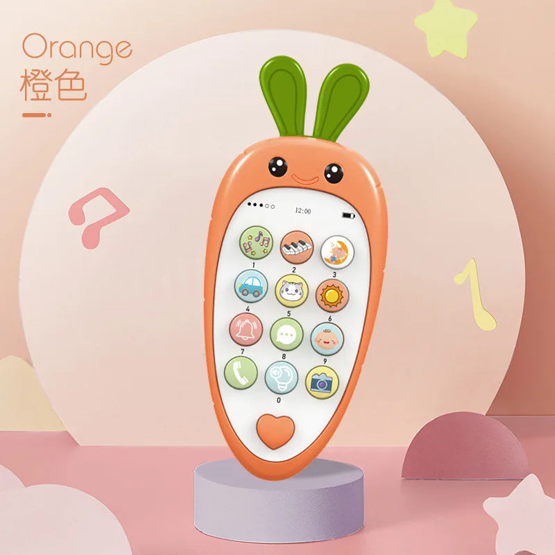 Baby Phone Toy Music Sound Telephone Sleeping Toys With Teether Simulation Phone Kids Infant Early Educational Toy Kids Gifts orange