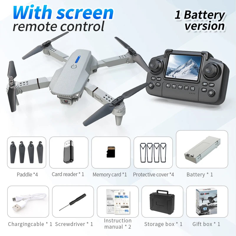 Drone 4k Professional Dron Remote Control Camera Model Airplane Multi-rotor Aircraft Quadcopter Drone UAV Wide-View grey