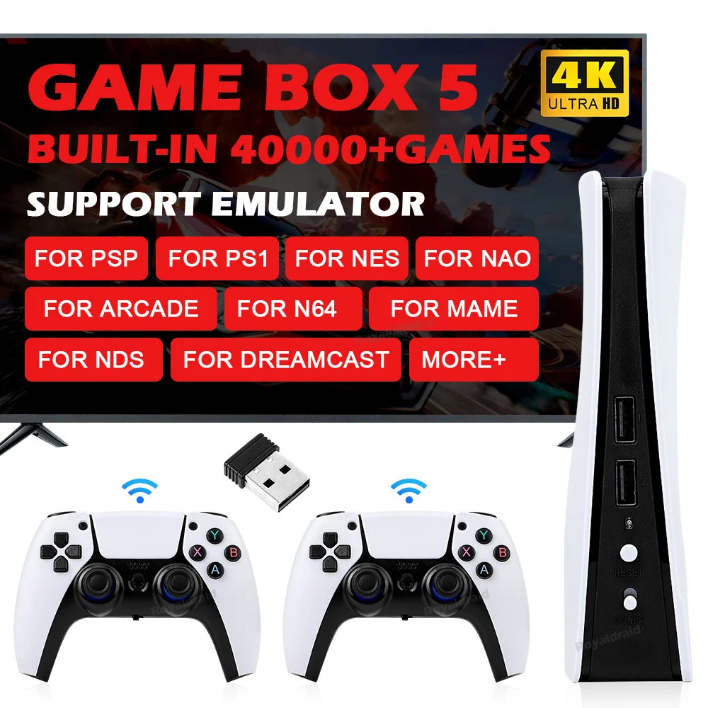 NEW GB5 Video Game Console 64GB/128GB 40000 Free Games HD TV Game Box 5 Two Gamepads For PS1/PPSPP/MAME Arcade Gaming Stick - GreatEagleInc