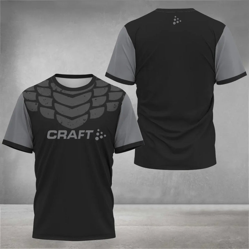 2026 new men's hiking sports letter print comfortable and breathable round neck T-shirt summer outdoor casual top - Beige /…