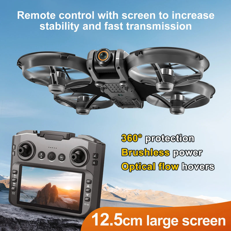 Drone with Camera 4K HD Video Stable Hover 180° Adjustable Lens 3D Flip RC Drones FPV Brushless Optical Flow Quadcopter UAV