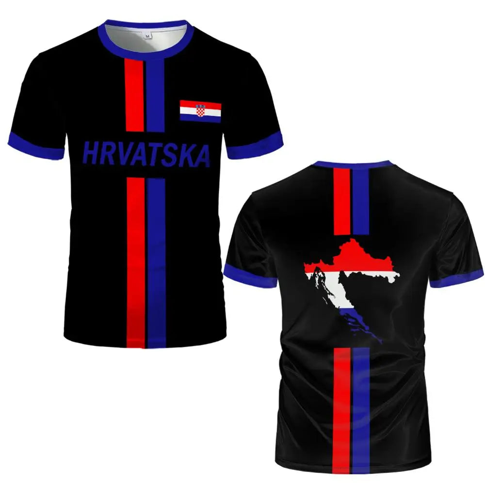 2026 New Croatia National Flag Print Jersey T-Shirt Men's Sports Training Quick Dry Breathable Football Tee Unisex Casual…
