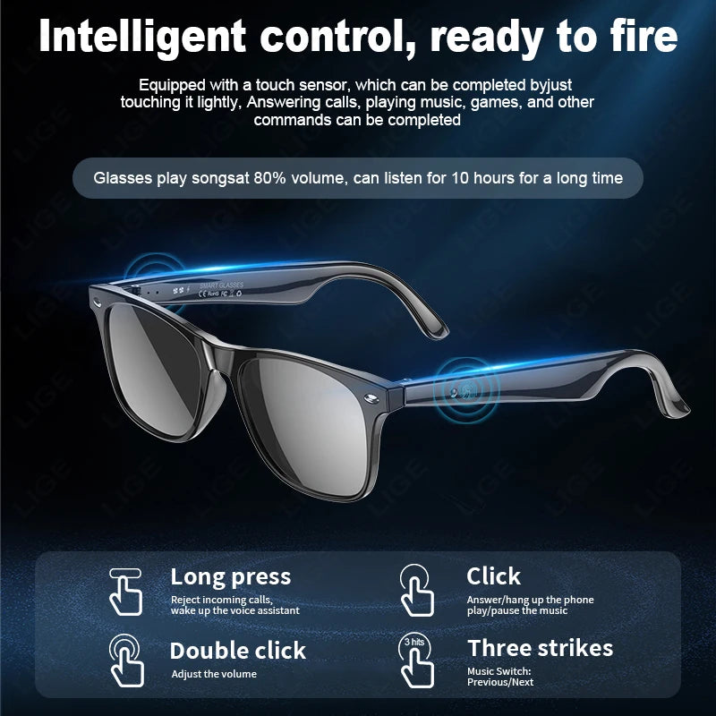 high-tech AI smart glasses can be equipped with various lenses such as sunglasses, blue light, myopia, Men women smart glasses