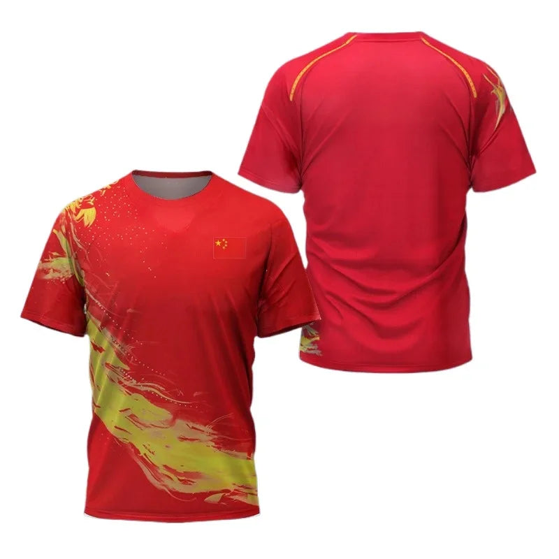 CHINA Dragon Table Tennis Graphic T Shirt for Men Clothing Fashion Badminton Sports T-shirt Ping Pong Jersey Gym Fitness…