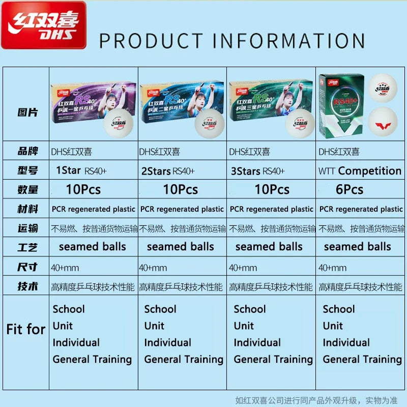 6Pcs/Box Original DHS Table Tennis Balls New Material RS/DJ 40+ Pingpong Ball 2025 WTT Competition 3 Stars Table Tennis…